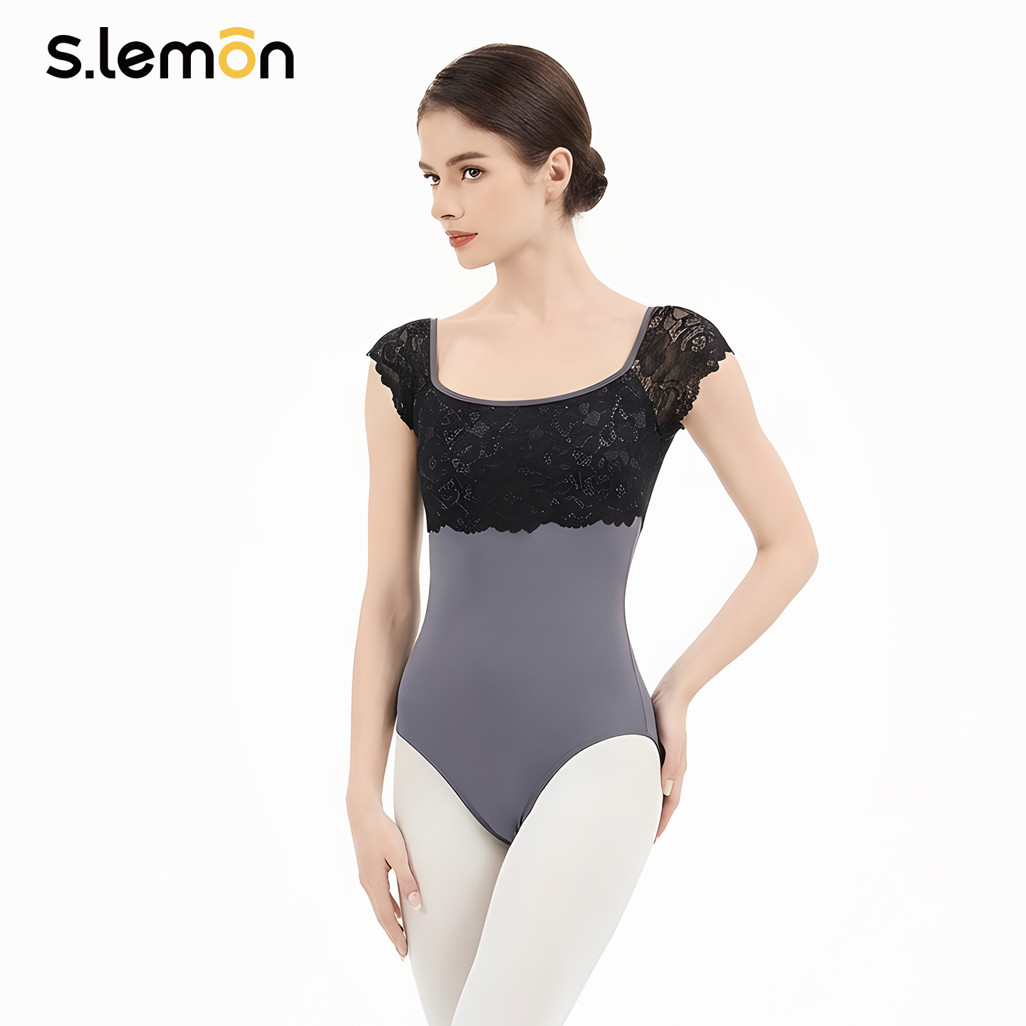 新款芭蕾舞练功服成人女蕾丝拼接短袖黑色体操服艺考高胯演出体服,淘宝优惠券,粉丝福利购,淘宝优惠卷