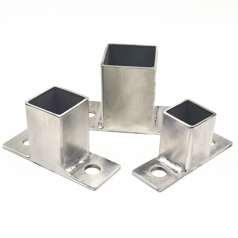 不锈钢方管立柱栏杆铁管加厚固定法兰底座紧固件内外连接脚套配件