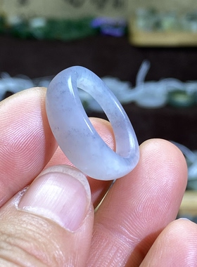 和田玉白青花籽料卡18随型戒指复古风文玩珠串跑圈玉环戒圈挂饰