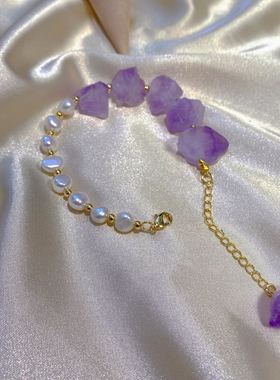 原创设计风紫色异形珍珠母贝手串
