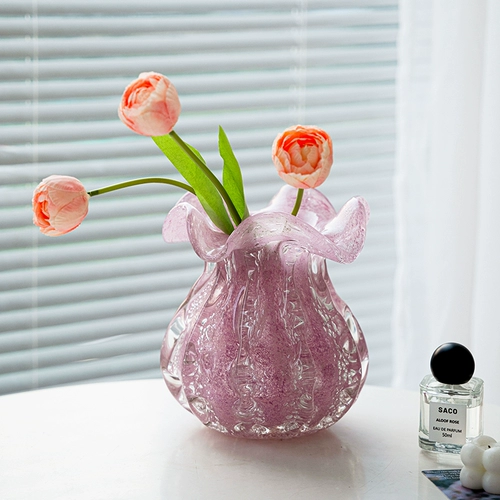 Розовая сумка с деньгами стеклянная ваза толстые украшения гостиная цветочная композиция стеклянная цветочная посуда Высококачественная стеклянная ваза ручной работы