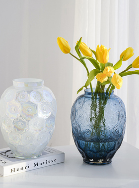 北欧彩色玻璃花瓶客厅桌面套装