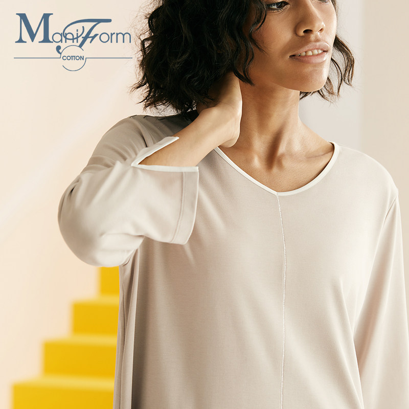 曼妮芬棉质生活袖口开衩柔软女睡裙 曼妮芬棉质生活睡裙