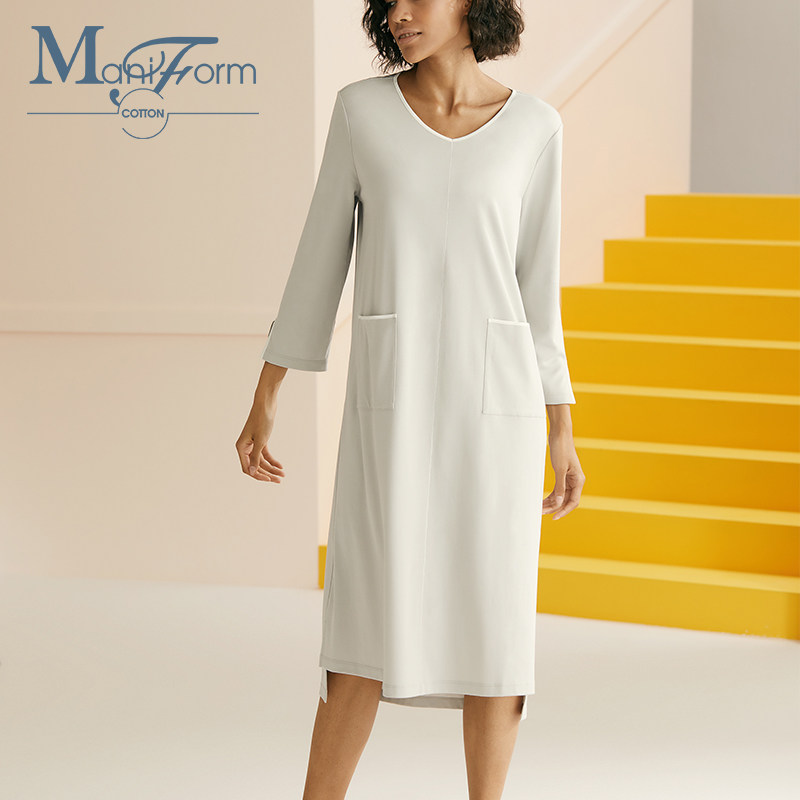 曼妮芬棉质生活袖口开衩柔软女睡裙 曼妮芬棉质生活睡裙