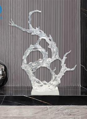 透明流水浪花摆件树脂雕塑客厅玄关抽象装饰艺术酒店会所大堂摆设