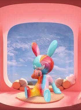 玻璃钢手绘卡通兔子大摆件花园景区装饰商场工艺品雕塑定制