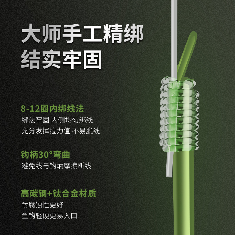 民间艺人狼牙子线双钩黑坑竞技防缠绕成品鱼钩绑好全套钓鱼钩鲫鱼 - 图1