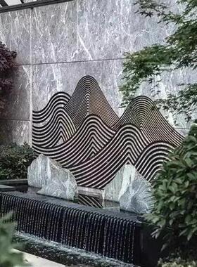 不锈钢假山雕塑定制镂空切片大型户外水景园林山形造景摆件