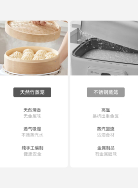 斗禾竹笼电蒸锅家用三层分体火锅