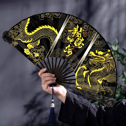 纯金属锌合金玄铁扇合金防身折扇工艺扇子文玩高档绢布空白扇 - 图1