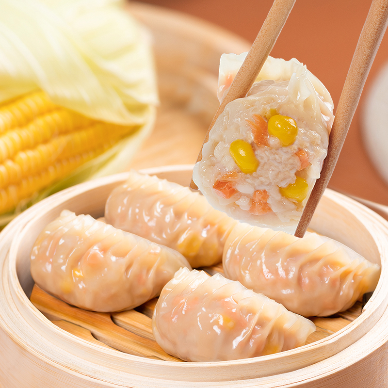 【主播力荐】包道鲜肉玉米蒸饺干蒸烧麦早餐包子广式面点速冻饺子 - 图2