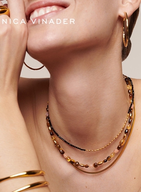 Monica Vinader莫妮卡项链Rio Beaded缤纷宝石串珠项链多巴胺礼物