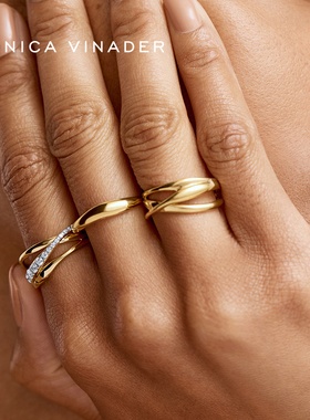 Monica Vinader金属缠绕流动光影戒指雕塑感叠构指环复古命运交织