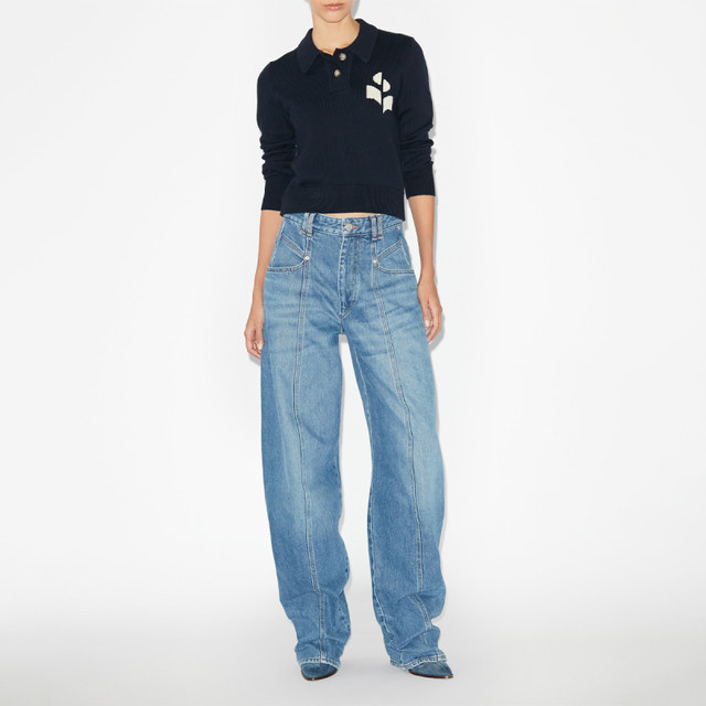 MARANT ETOILE NOLA Simple Lapel Logo Knitted Sweater for Women