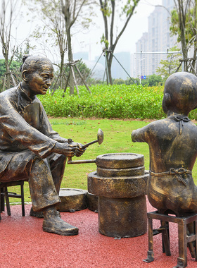 户外古代农耕文化风公园人物雕塑