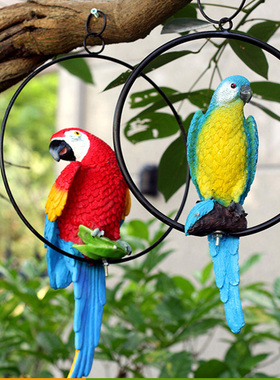 花园仿真玻璃钢树上庭院动物摆件