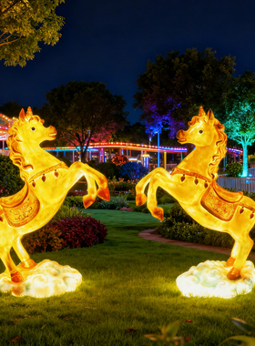 发光生肖马卡通玻璃钢