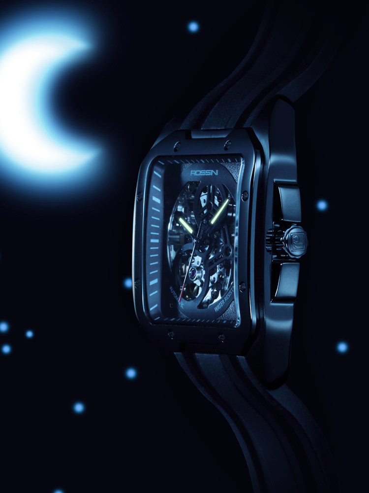 罗西尼手表男 2020新品映像系列新款方形防水1433镂空腕表 120433