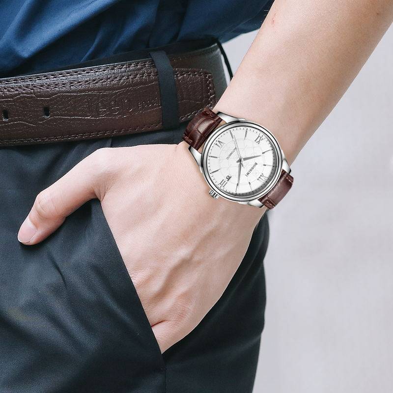 罗西尼正品手表男自动机械表男士时尚休闲皮带手表礼品514577