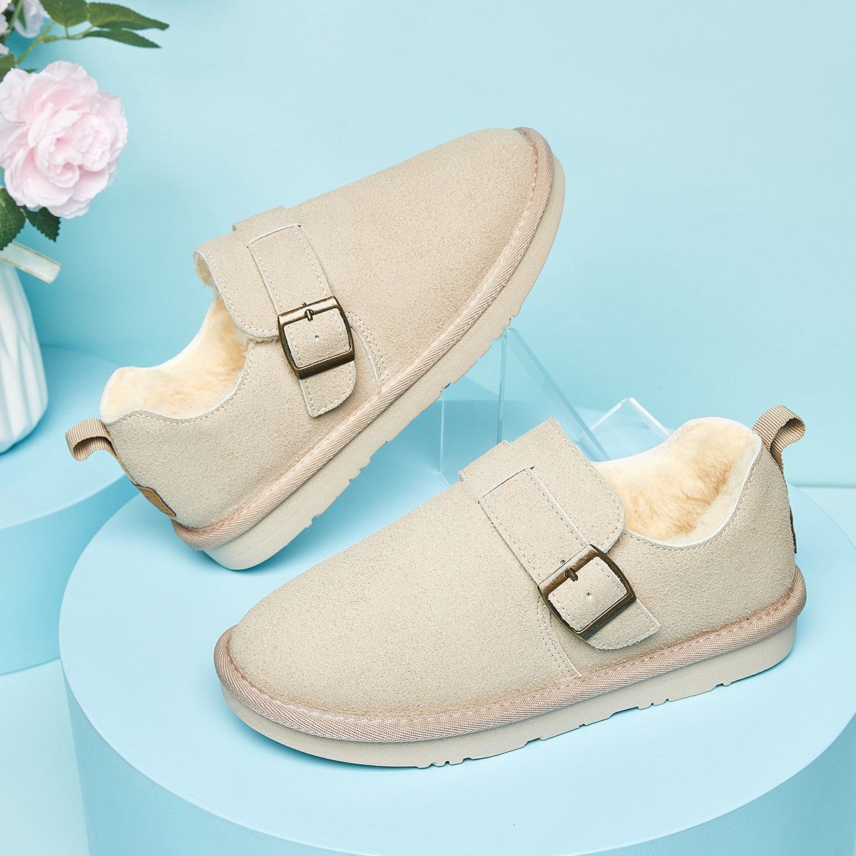 【保暖雪地靴】秋冬款加绒毛绒勃肯鞋舒适低跟毛毛棉鞋女靴女单鞋,淘宝优惠券,粉丝福利购,淘宝优惠卷