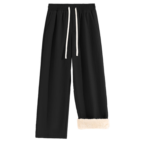 回力加绒裤子男秋冬季北极绒加厚休闲裤青少年宽松大码保暖棉裤A - 图3