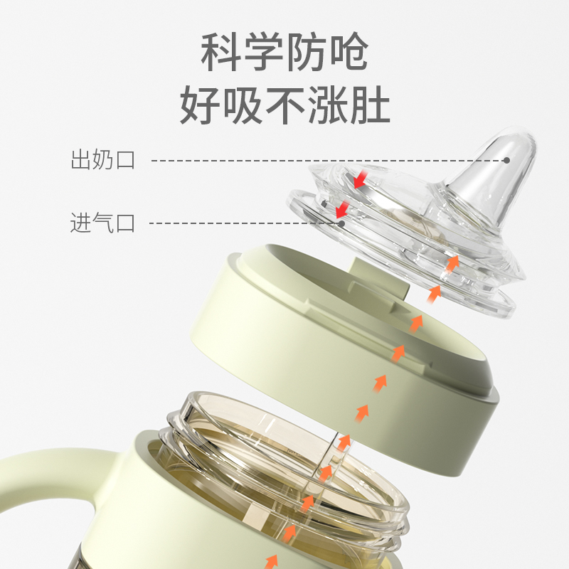 大宝宝吸管1岁以上儿童鸭嘴奶瓶 taoqibaby奶瓶