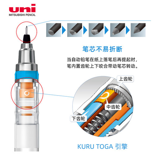 日本uni三菱铅笔Kuru Toga自动铅笔M3/M5/M7-450铅芯加油方言限定款旋转学生活动铅笔写不断铅0.3/0.5/0.7mm - 图2