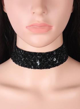 时尚颈部装饰宽边挡脖子饰品气质简约颈带遮疤痕短款颈链遮颈纹女