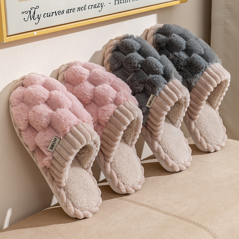 棉拖鞋女士冬季室内家居家用待客情侣保暖毛绒防滑棉鞋包跟月子男 - 图0