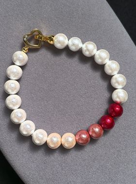 日系棉花珍珠多巴胺撞色手链原创