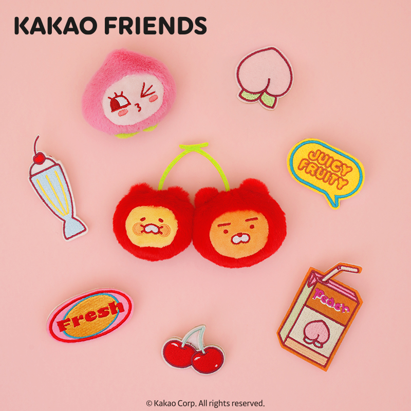 kakao friends中国限定DIY毛绒徽章帆布袋毛绒徽章别针包包通勤包 - 图0
