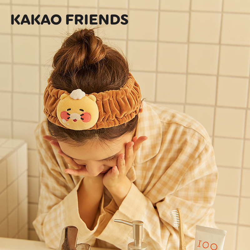 KAKAO FRIENDS秋冬季发箍头巾Choonsik毛绒头饰网红洗脸束发带-图1