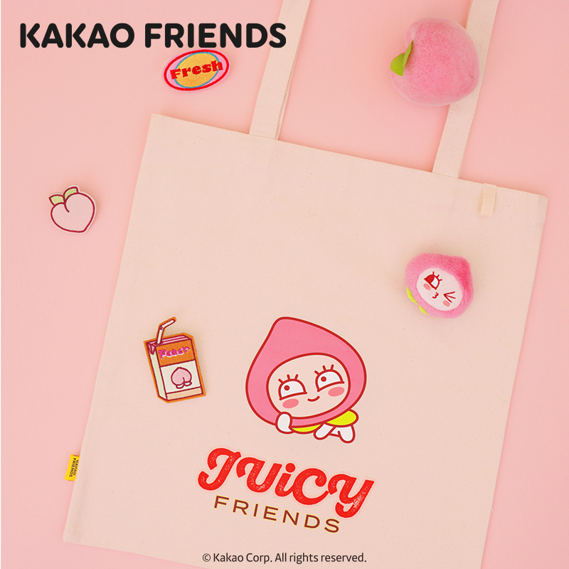 kakao friends中国限定DIY毛绒徽章帆布袋毛绒徽章别针包包通勤包 - 图2