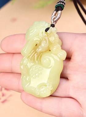 和田玉生生如意黄口料玉石挂坠