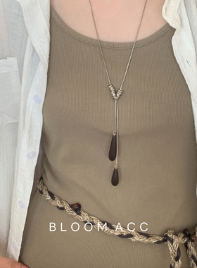 2026新款小众设计感高级感水滴抽拉项链女长款毛衣链潮简约百搭