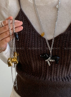 趣味可爱滴油腊肠狗吊坠项链休闲时尚长款链个性潮流百搭项饰