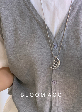 韩国ins风博主简约不规则金属梳子吊坠项链小众设计毛衣链配饰链