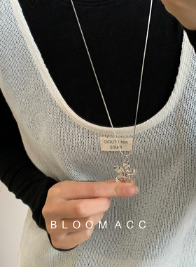 韩版抽拉花朵项链新款ins风潮女简约小众时尚长款毛衣链蛇骨链