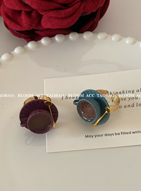 ins风趣味创意甜品咖啡牛奶杯戒指开口可调节指环指戒多巴胺食戒