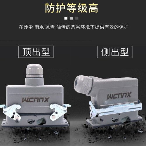 尼西重载连接器航空插头插座矩形工业热流道HDC-HE孔16P插24 48芯 - 图0