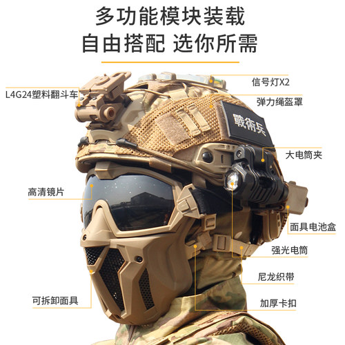 战术兵FAST战术头盔风扇防雾全脸面具套装军迷cs野战装备三级头 - 图1