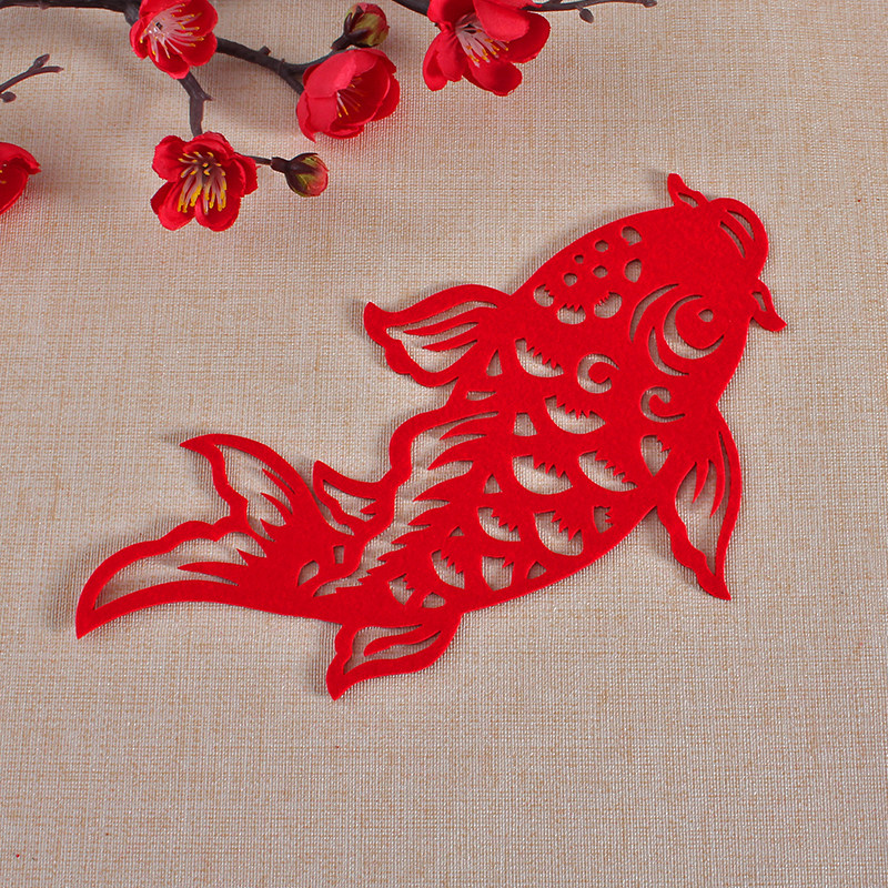 植绒布双鱼窗户贴鲤鱼春节过年喜庆中式玻璃门贴好运锦鲤窗花贴纸,淘宝优惠券,粉丝福利购,淘宝优惠卷