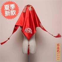 Red cover Chinese style ancient dress bride cover head g red embroidered large covered head hijab headscarf Geiger wedding new stab