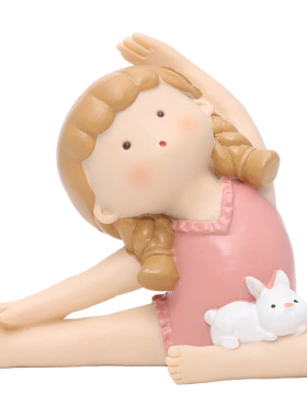 瑜伽兔女孩树脂小摆件