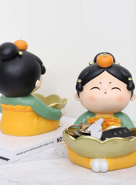 唐仕女玄关钥匙收纳摆件创意客厅