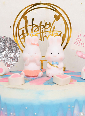 治愈物件小兔子办公室桌面