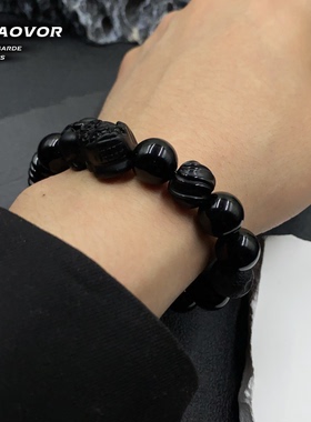 灰骜原创设计天然曜石貔貅手链