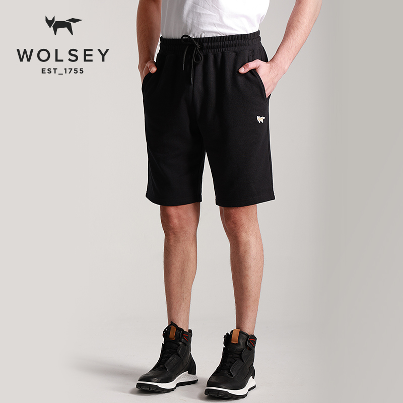 Wolsey男士短裤夏季新款运动裤黑色宽松男裤子五分裤休闲裤薄款裤