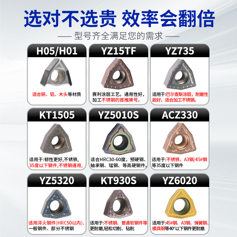 U钻暴力钻数控刀片WCMT050308/06T308淘卡特刀粒断屑油钻刀柄刀头,淘宝优惠券,粉丝福利购,淘宝优惠卷