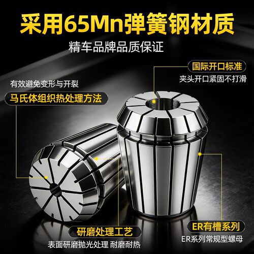 ER32筒夹数控雕刻机主轴弹簧刀柄夹具er20 8 11 25高精度止水夹头 - 图0